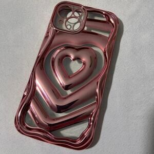 3D Love Heart Pattern Rose Gold Soft Silicone Case for iPhone 13